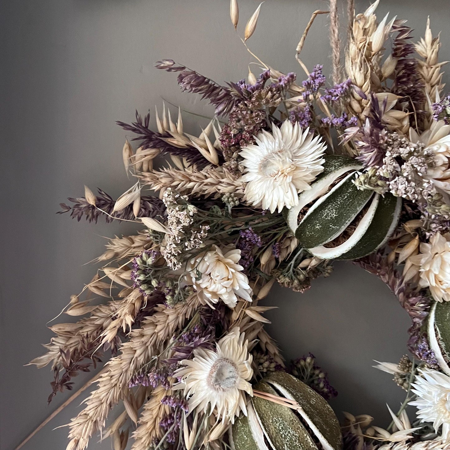 Dried Flower Wreath: Winter Home Decor, Everlasting Floral Display (25cm)