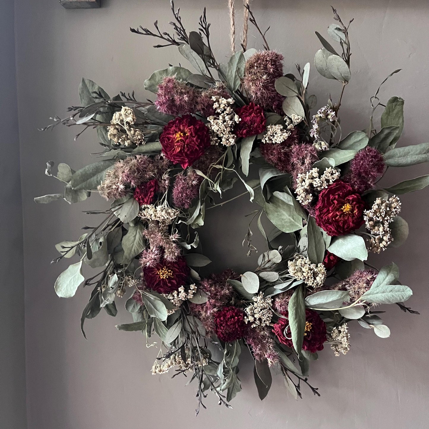Autumn Dried Flower Wreath: Farmhouse Fall Decor, 25cm
