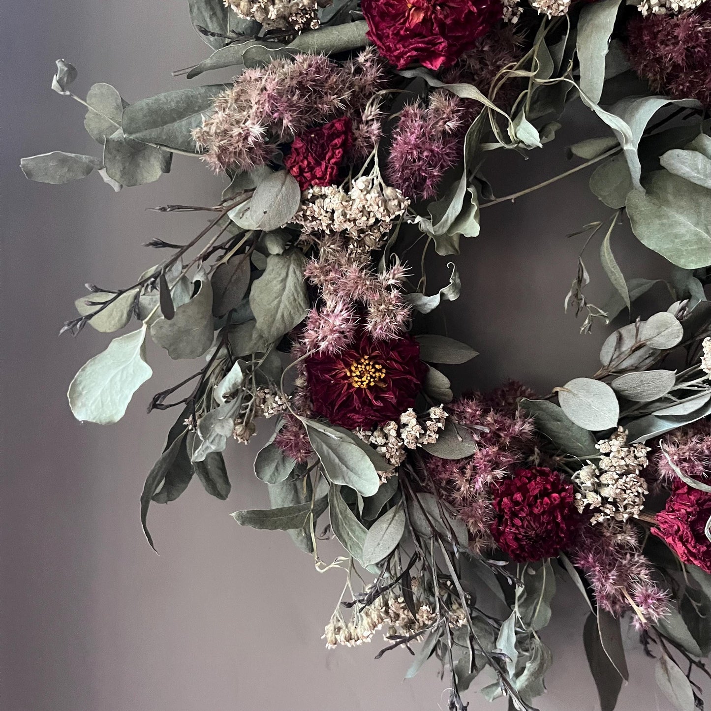 Autumn Dried Flower Wreath: Farmhouse Fall Decor, 25cm