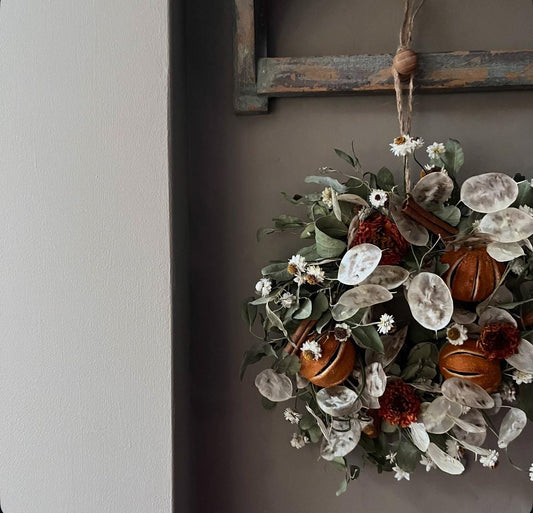Dried flower wreath | Winter Farm house decor | 22cm