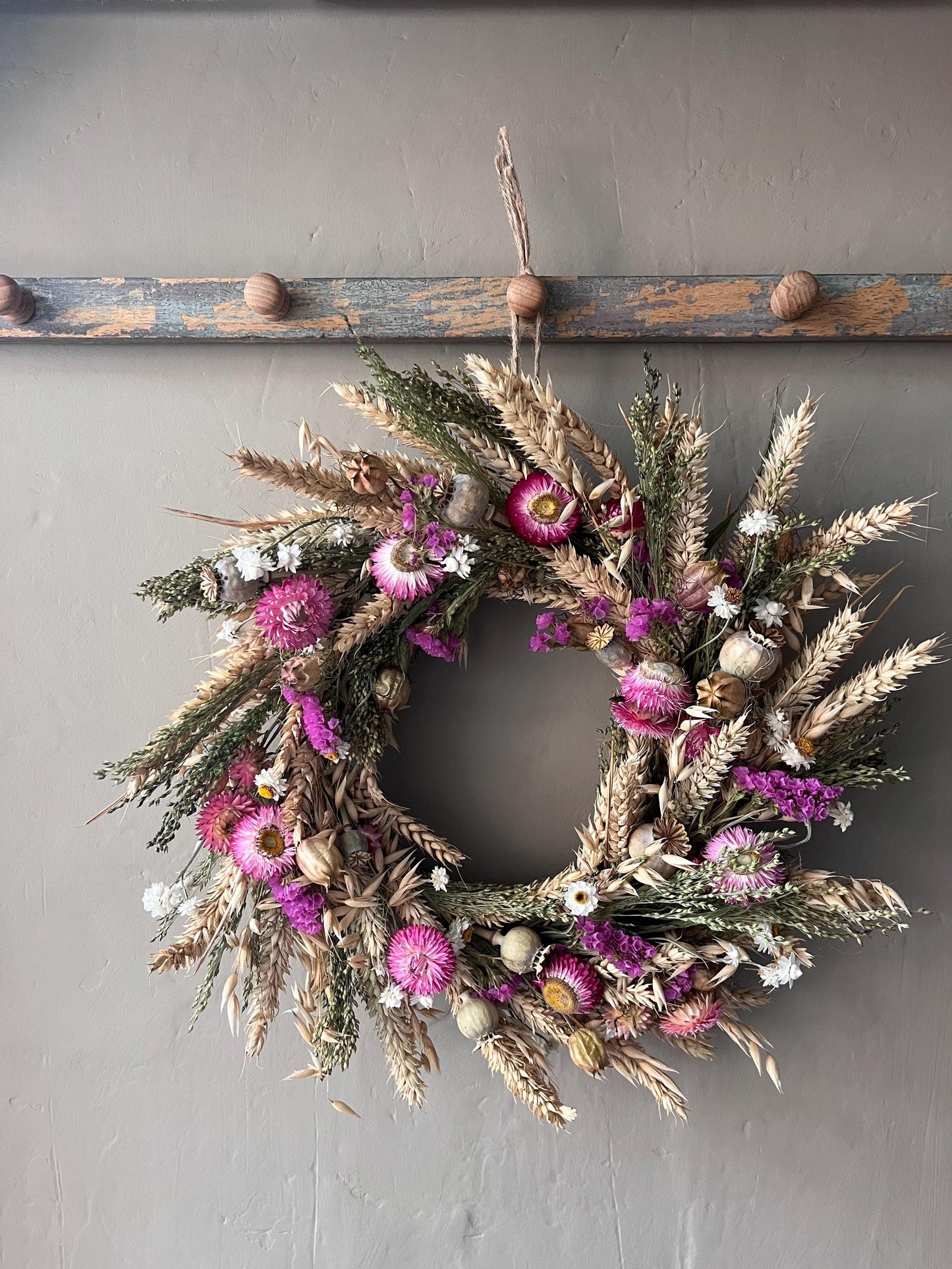 Dried flower wreath | Everlasting flower | Farmhouse style | Farmhouse home | Country living | Farmhouse wreath | Flower wreath | 34cm