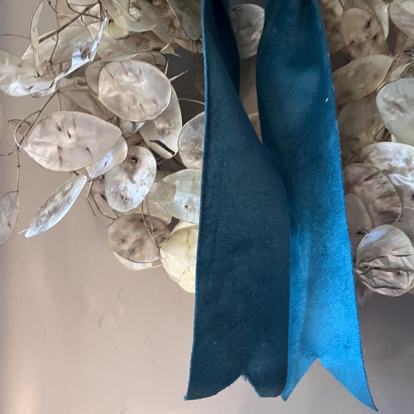 Dried Flower Wreath | Velvet Ribbon, Winter Home Decor (25cm)