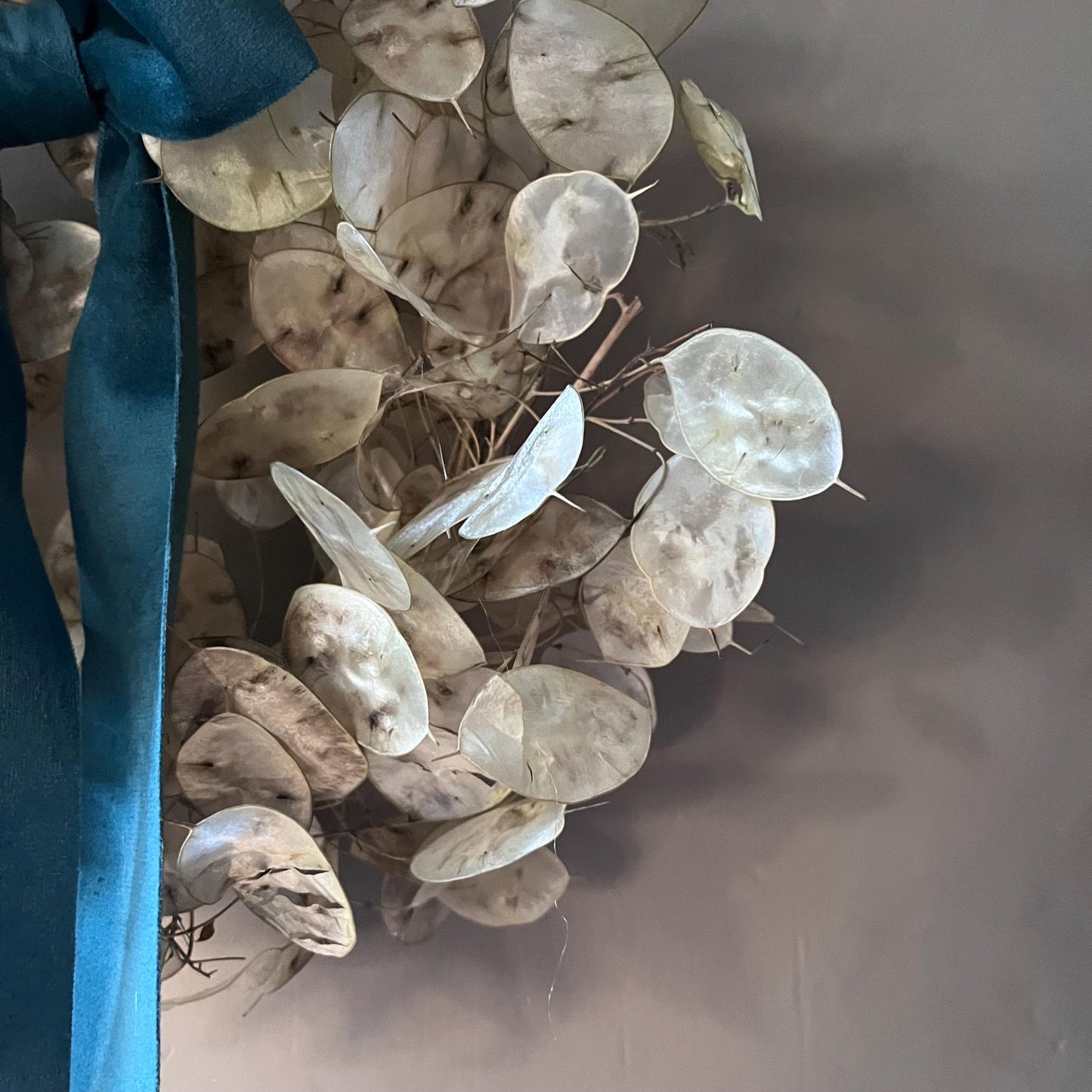 Dried Flower Wreath | Velvet Ribbon, Winter Home Decor (25cm)